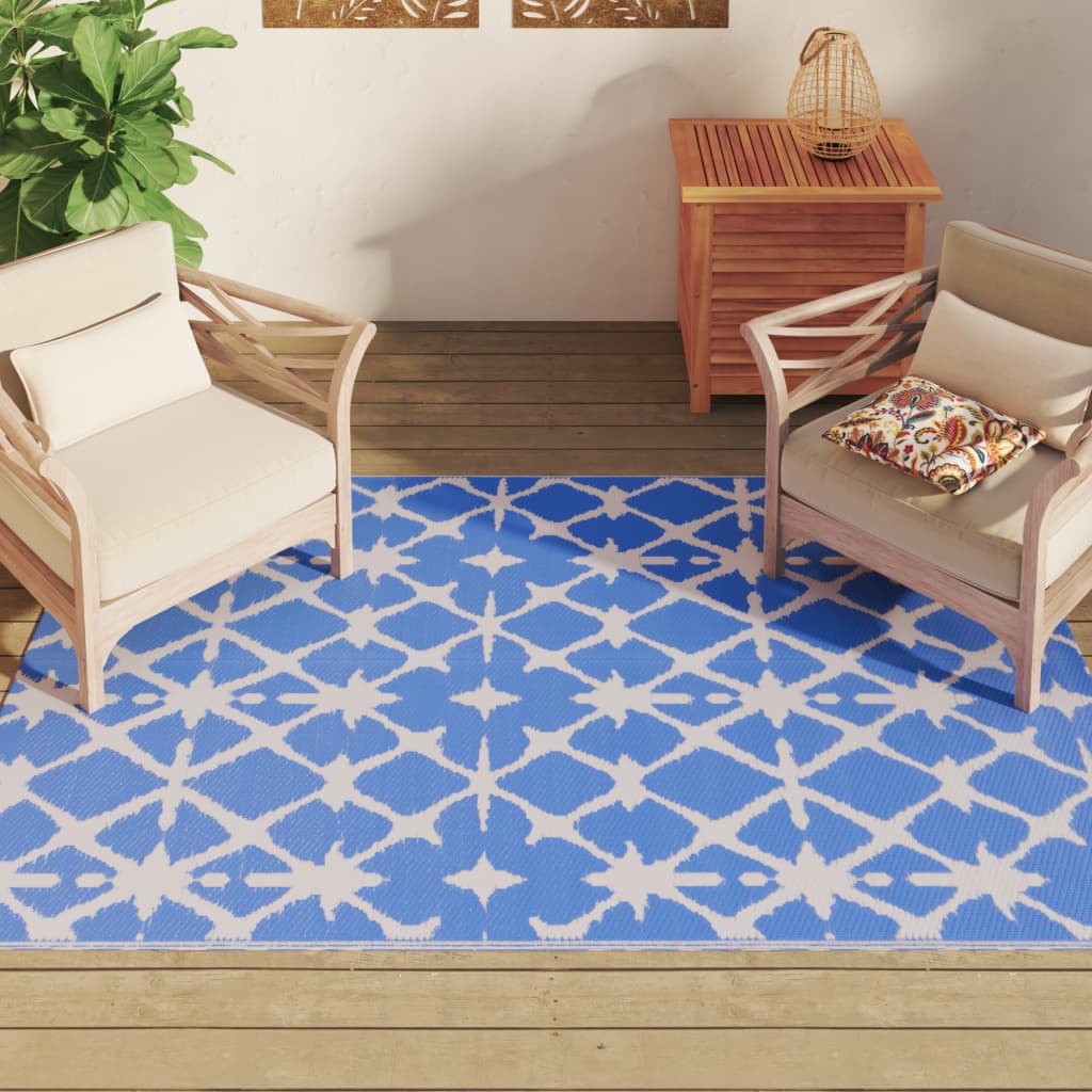 Vidaxl Tappeto esterno 140x200 cm Polypropene blu e bianco