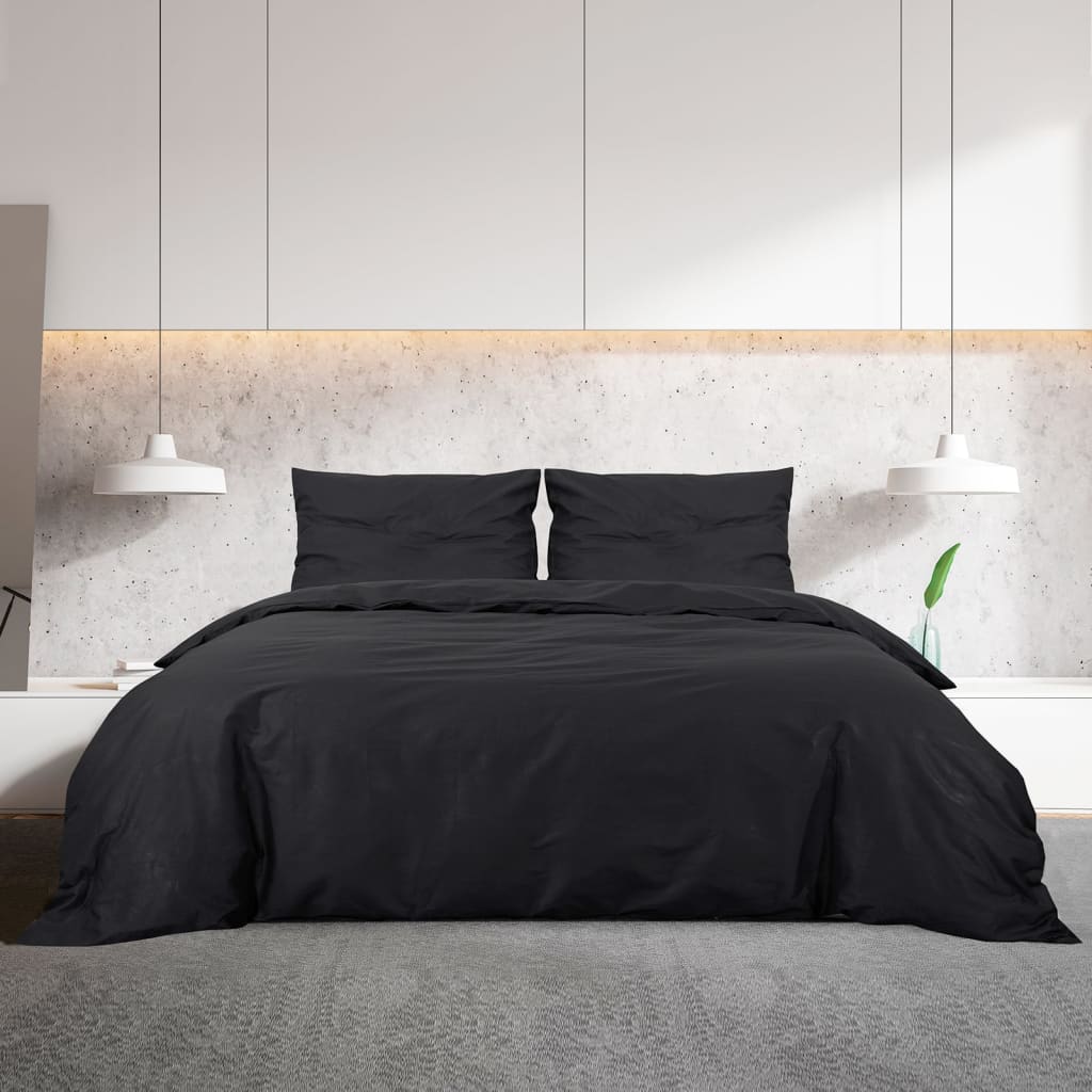 Vidaxl Duvet Overlay Set leggero microfibra 200x200 cm Nero