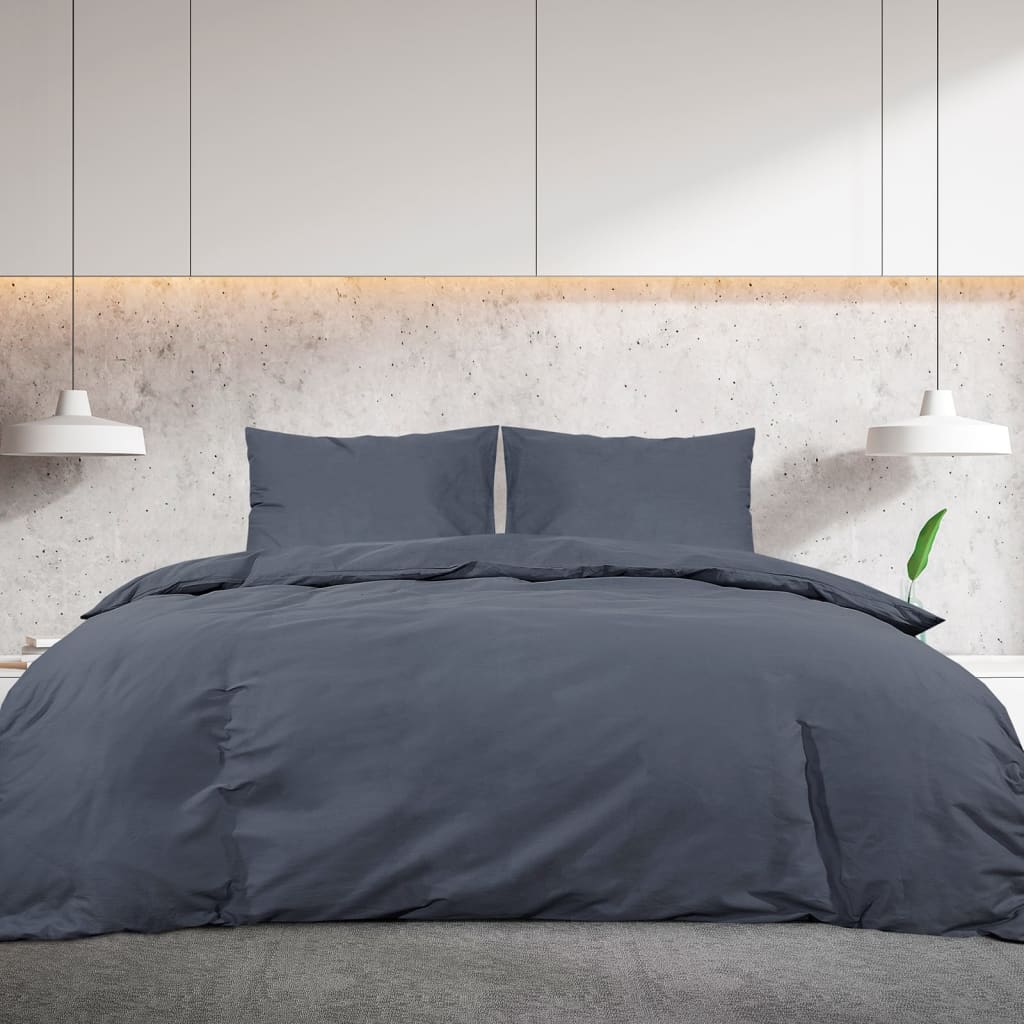 Vidaxl Duvet Overlay Set 200x220 cm Cotton Anthrored