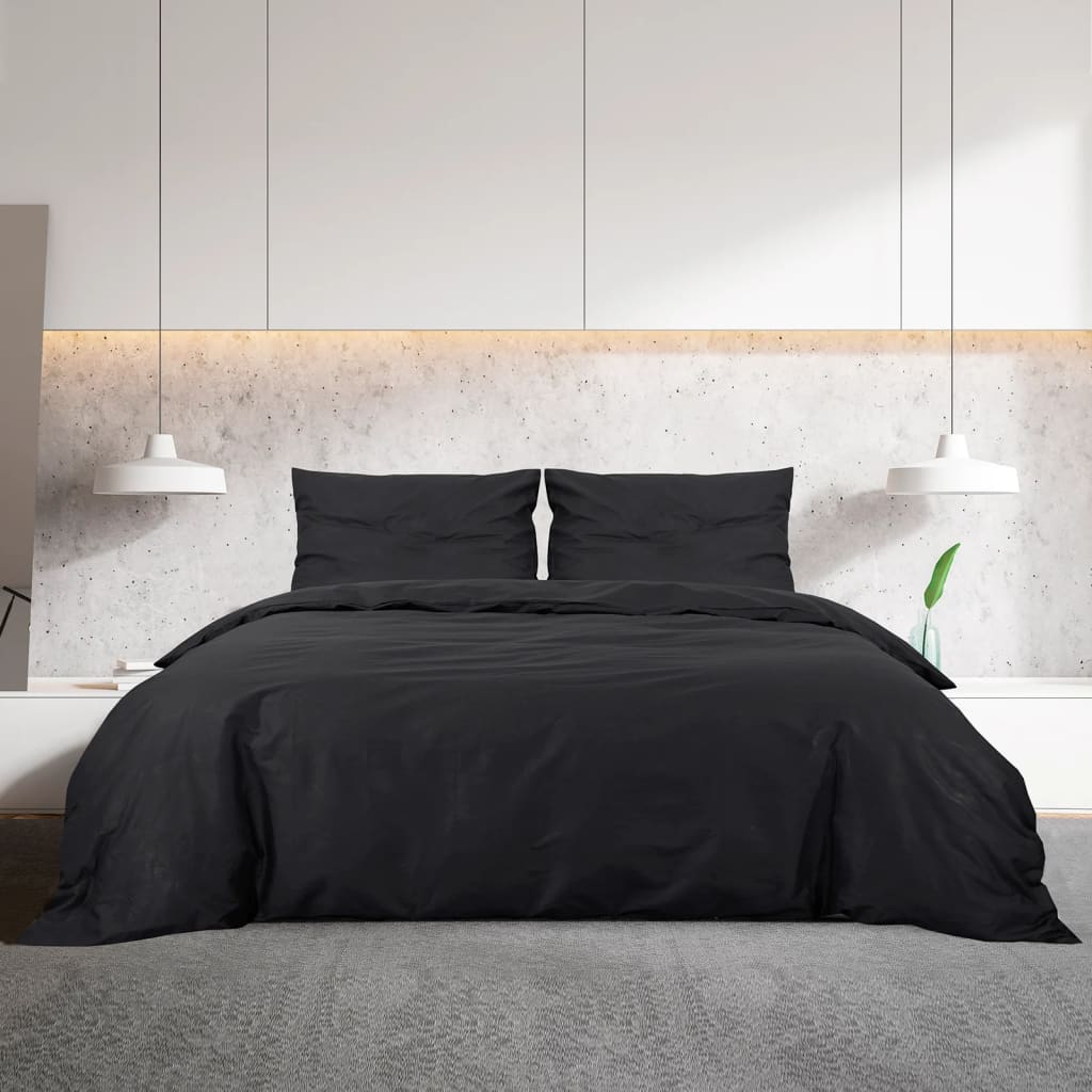 Vidaxl Duvet Overlay Set 260x240 cm di cotone nero