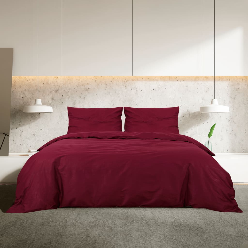 Vidaxl Set di attraversamento del piumone 140x200 cm Burgundy Red