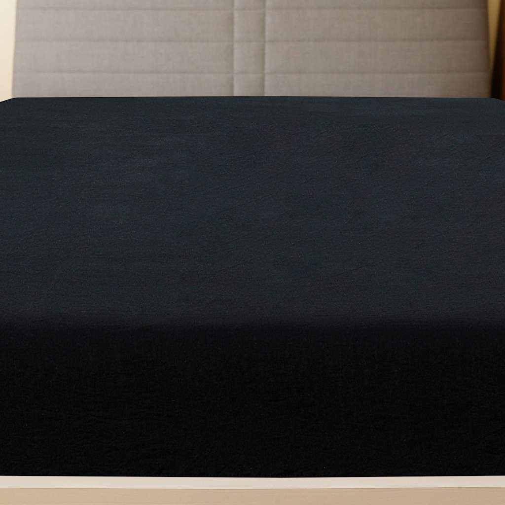 Hojas ajustadas Vidaxl 2 ST Jersey 180x200 cm de algodón negro