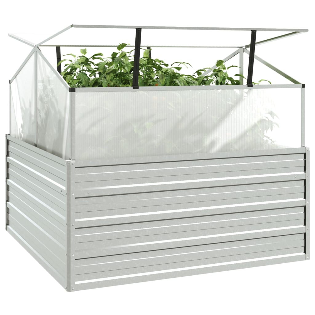 Vidaxl fioriera con serra raccolta 100x100x85 cm color argento