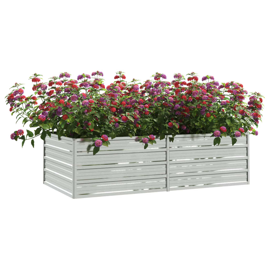 Plantador Vidaxl elevado 160x80x45 cm de acero galvanizado de plata