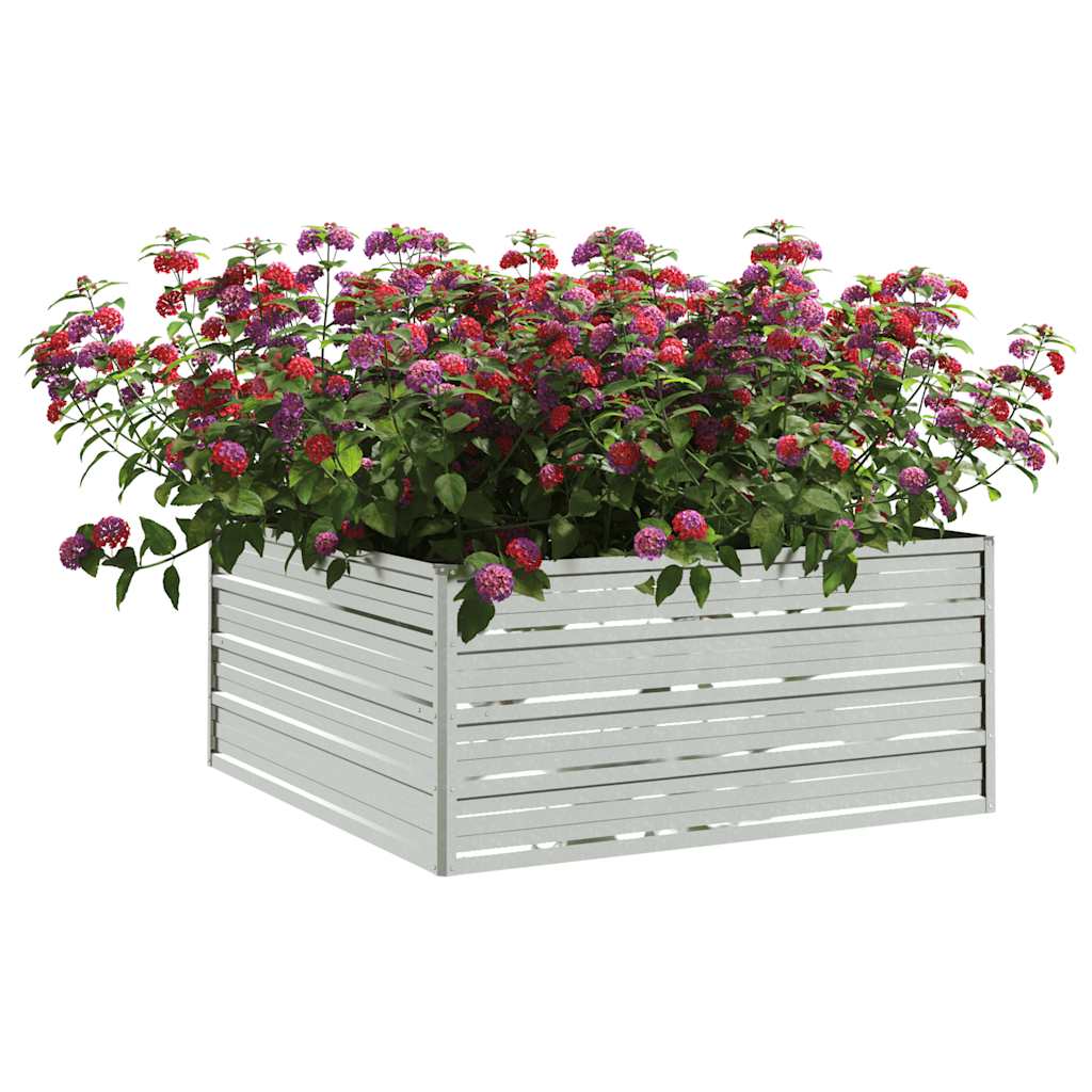 Plantador Vidaxl elevado 100x100x45 cm de acero galvanizado de plata