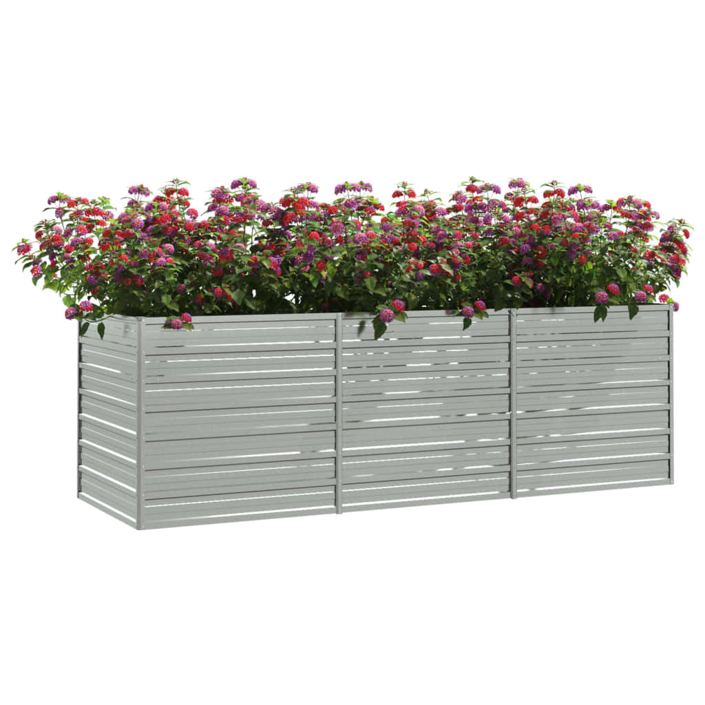 Vidaxl fioriera raccolta 240x80x77 cm in argento in acciaio zincato