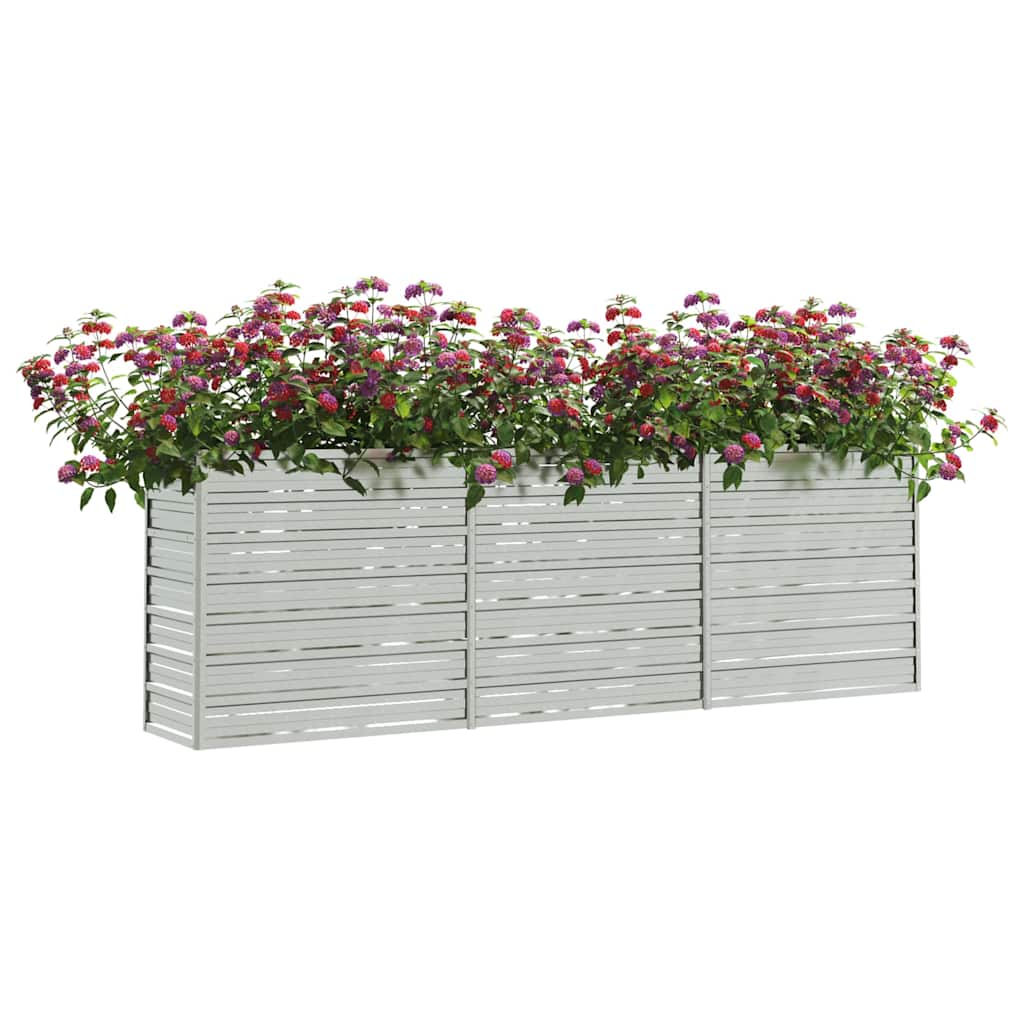 Plantador Vidaxl elevado 240x40x77 cm de acero galvanizado de plata