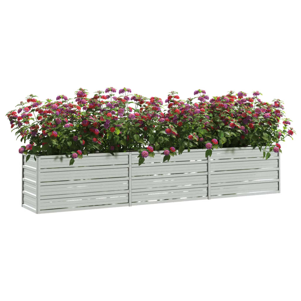 Plantador Vidaxl elevado 240x40x45 cm de acero galvanizado de plata