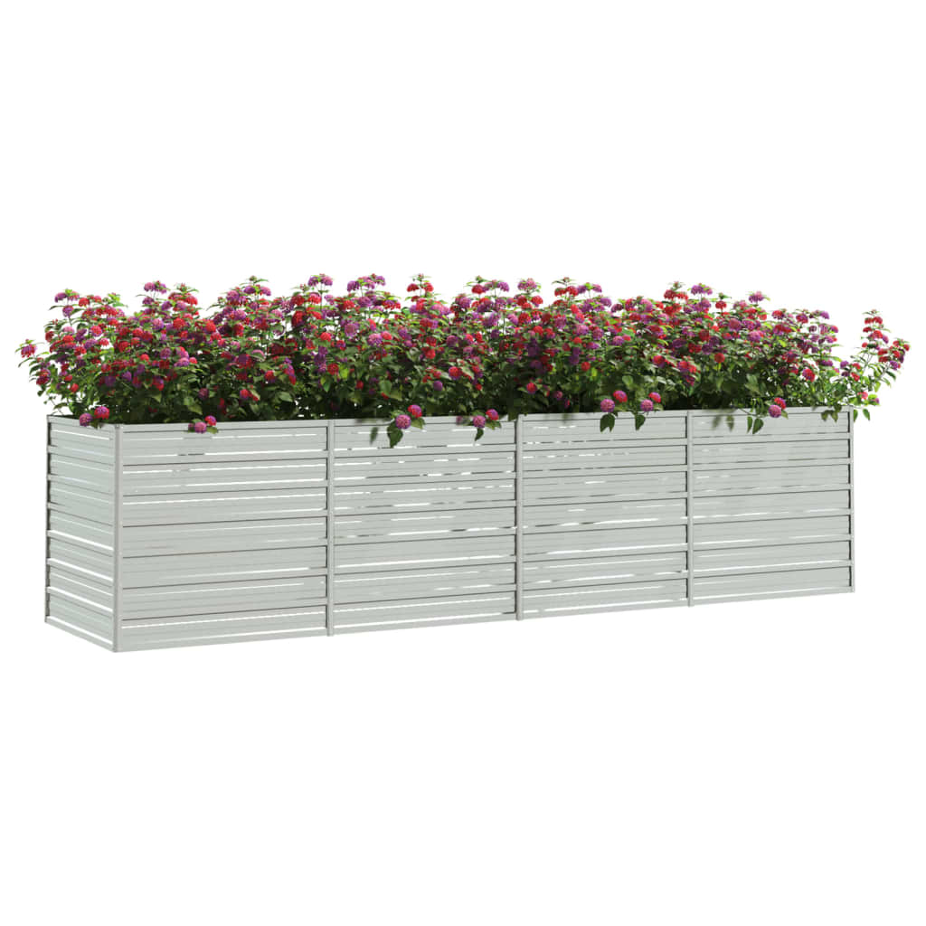 Plantador Vidaxl elevado 320x80x77 cm de acero galvanizado de plata