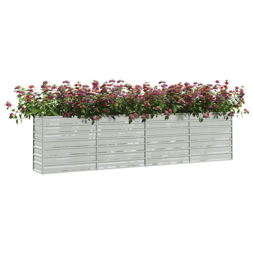Plantador Vidaxl elevado 320x40x77 cm de acero galvanizado de plata