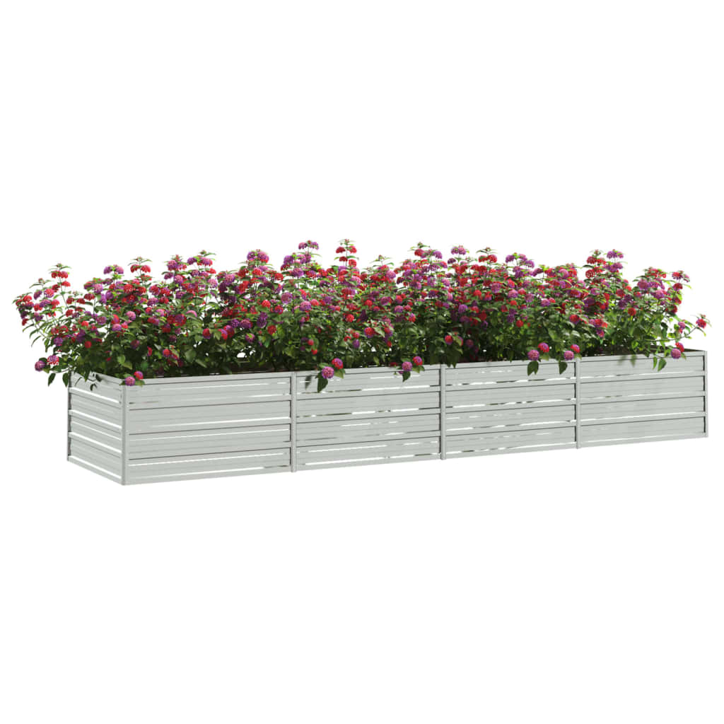 Plantador Vidaxl elevado 320x80x45 cm de acero galvanizado de plata