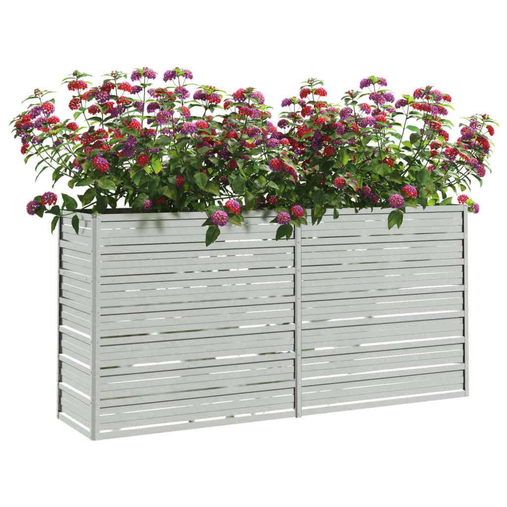 Plantador Vidaxl elevado 160x40x77 cm de acero galvanizado de plata