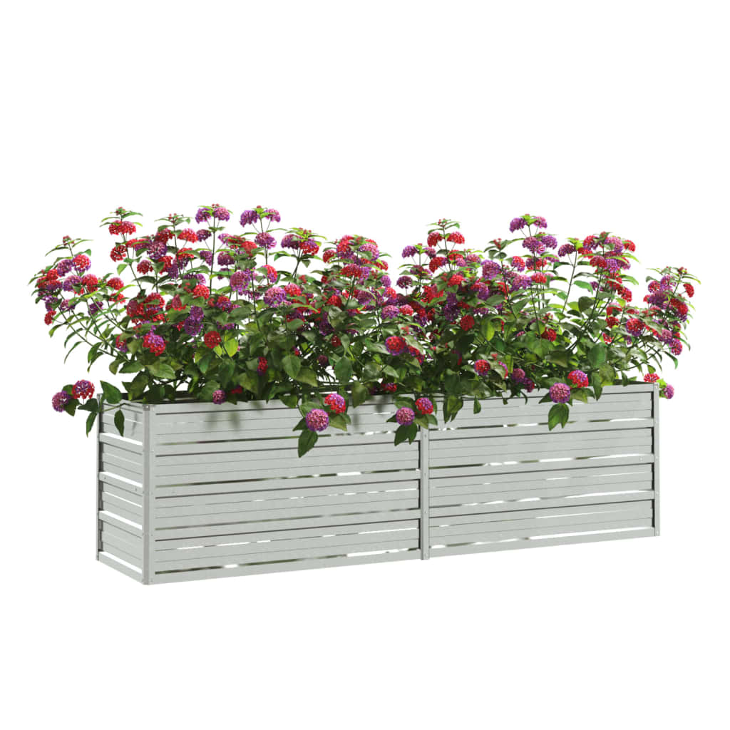 Plantador Vidaxl elevado 160x40x45 cm de acero galvanizado de plata