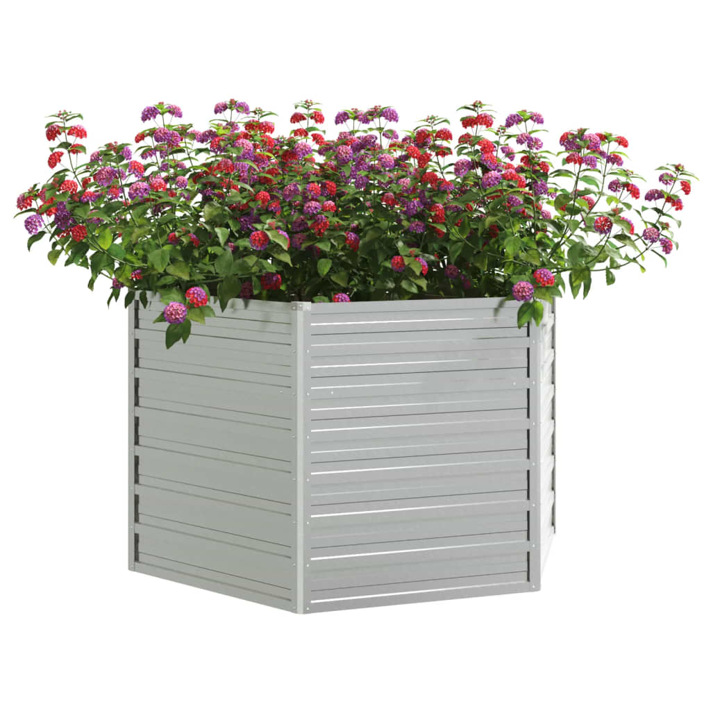Plantador Vidaxl elevado 129x77 cm Color de plata galvanizado