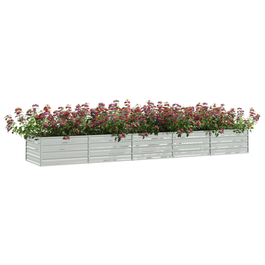 Plantador Vidaxl elevado 400x80x45 cm de acero galvanizado de plata