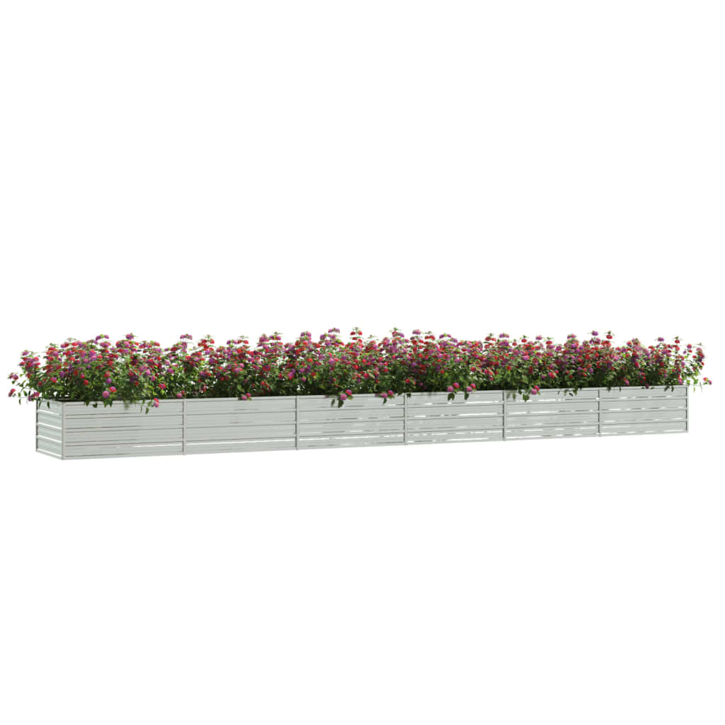 Plantador Vidaxl elevado 600x80x45 cm de acero galvanizado de plata