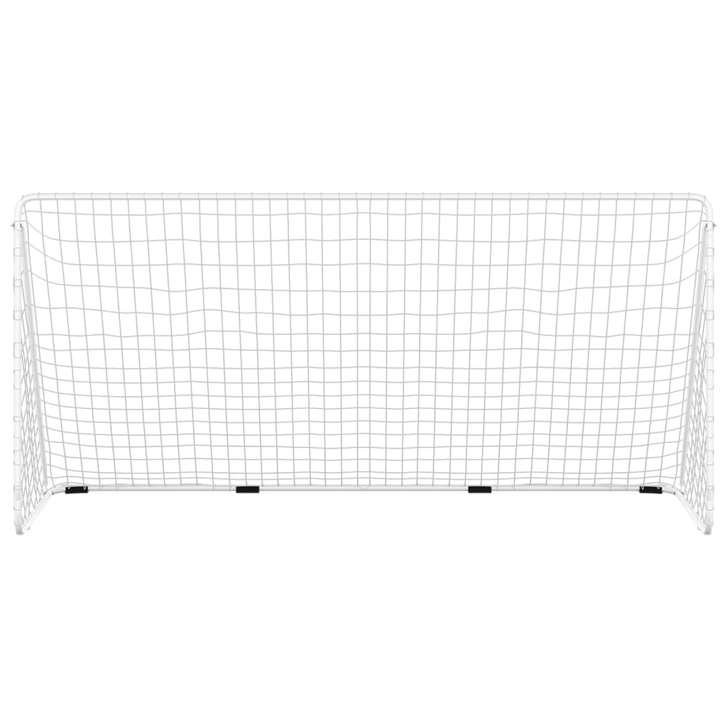 Meta de fútbol de Vidaxl con neto 366x1222x182 cm de acero blanco
