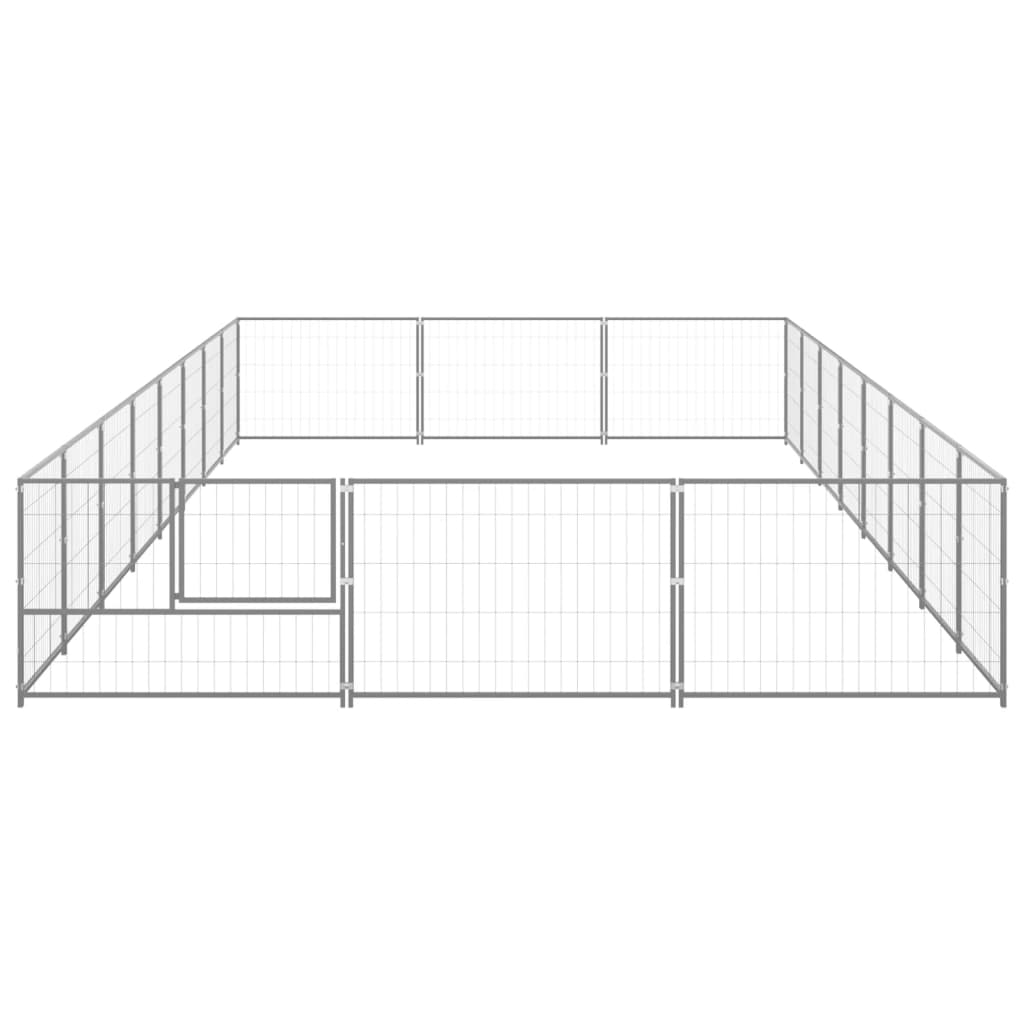 Vidaxl Dog Kennel 24 m² Acciaio Argento colorato