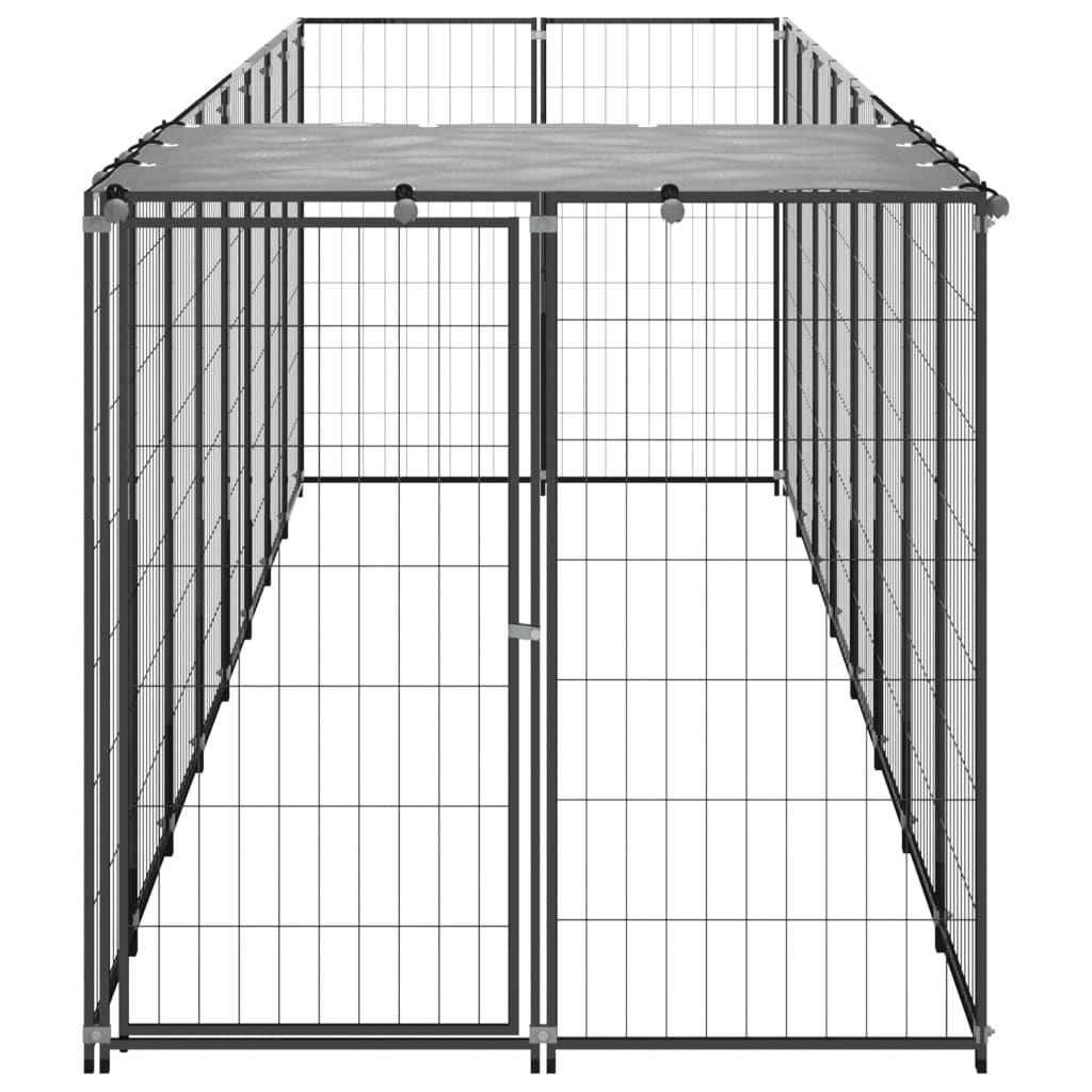 Perrera de perros Vidaxl 4.84 m² de acero negro