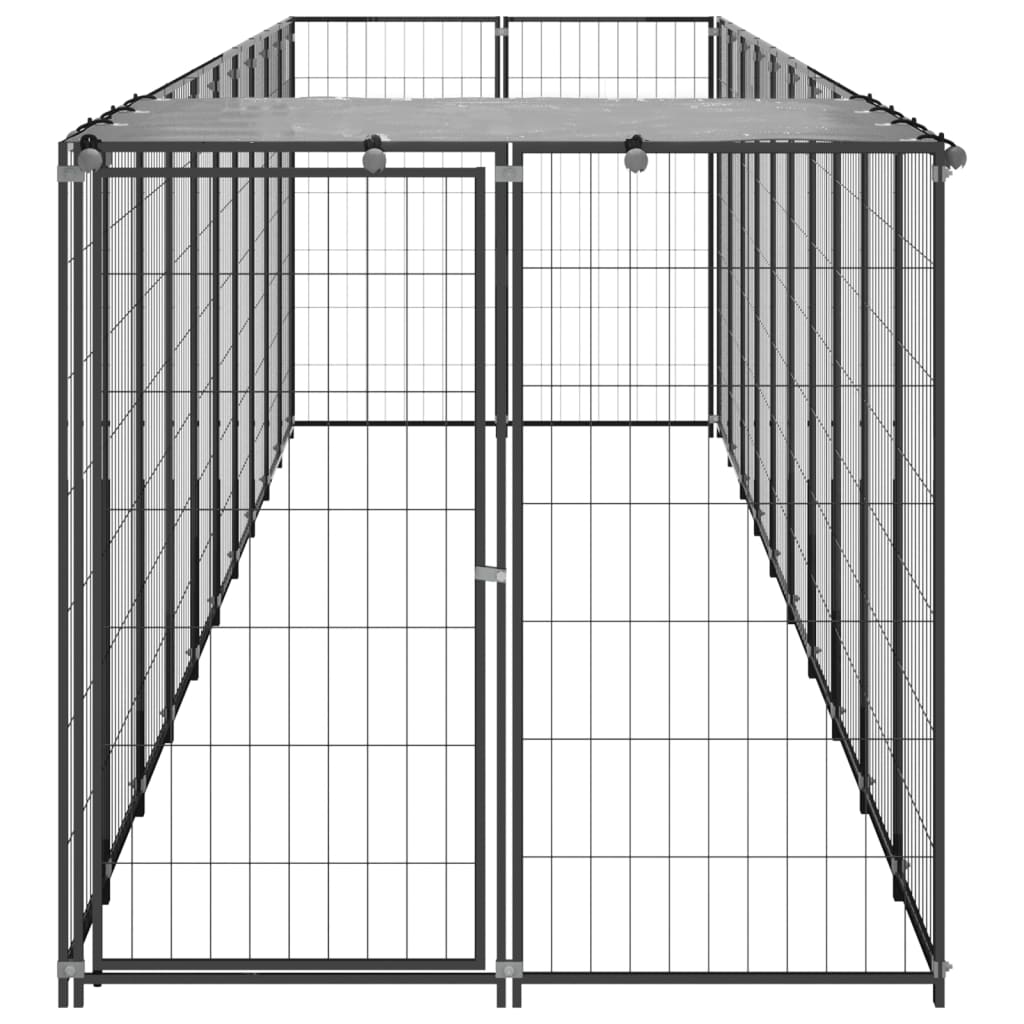 Perrera de perros de Vidaxl 6.05 m² de acero negro