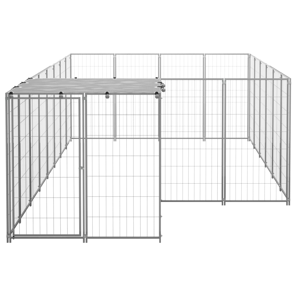 Perrera de perros Vidaxl 8.47 m² de color plateado de acero