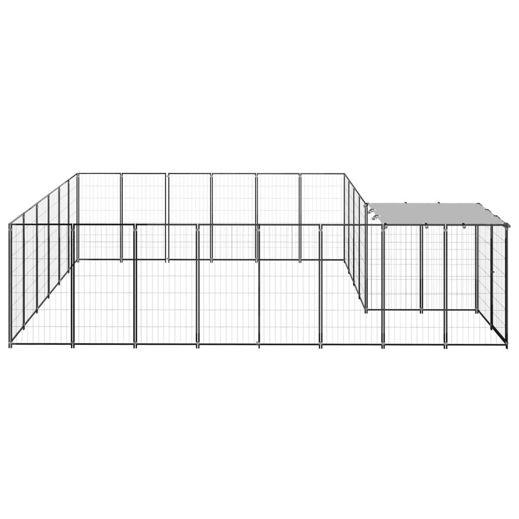 Vidaxl Dog Kennel 12,1 m² Acciaio nero