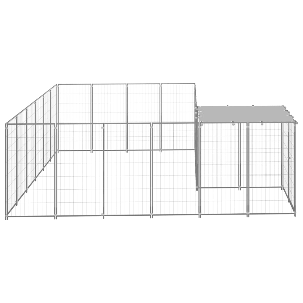 Perrera de perros Vidaxl 8.47 m² de color plateado de acero