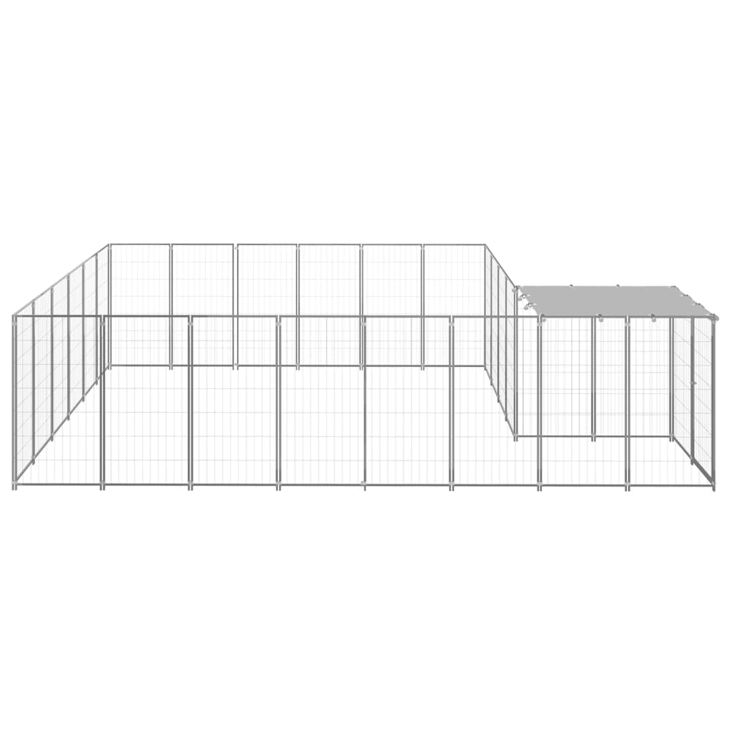 Vidaxl Dog Kennel 12,1 m² Acciaio argento colorato