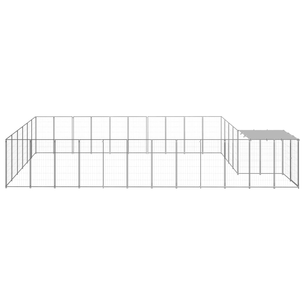 Perrera de perros de Vidaxl 19.36 m² de color plateado de acero