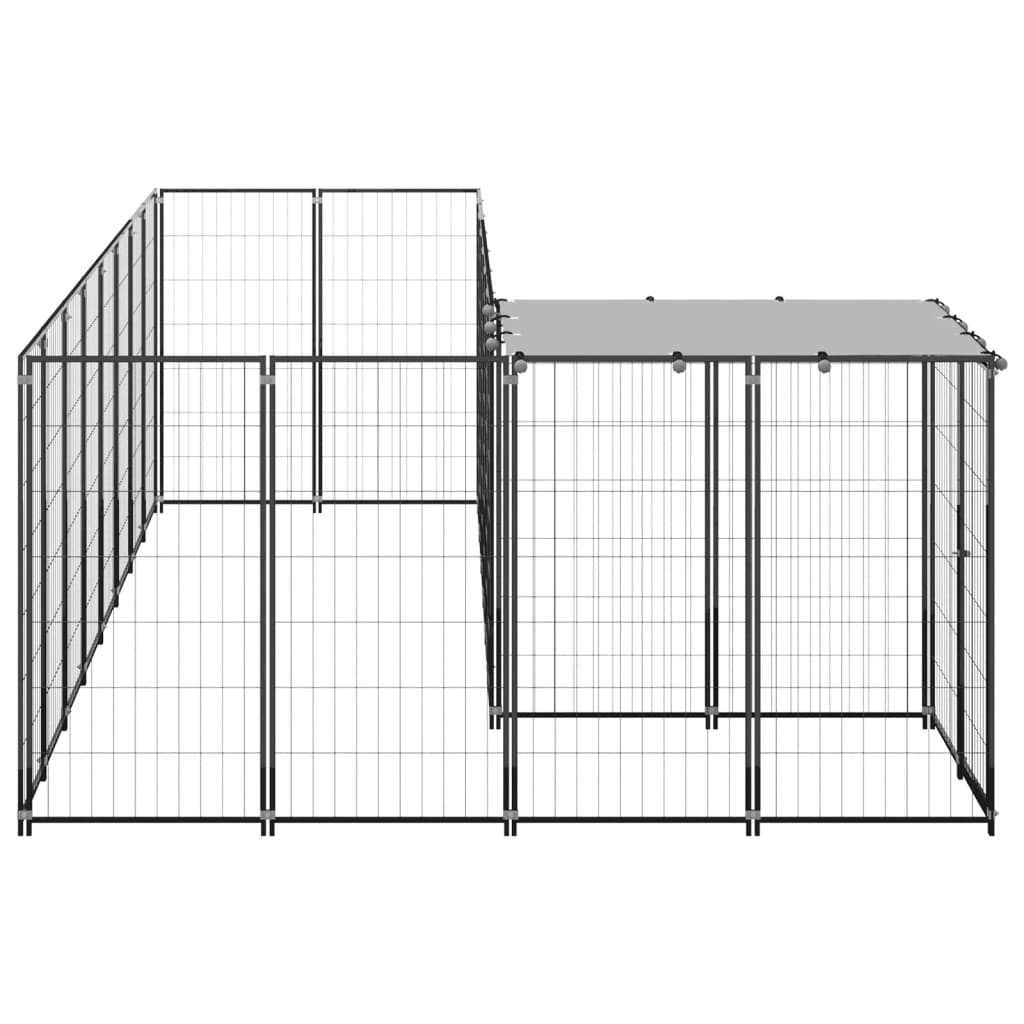 Vidaxl Dog Kennel 6.05 m² Acciaio nero