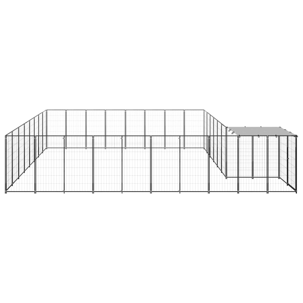 Perrera de perros Vidaxl 20.57 m² de acero negro