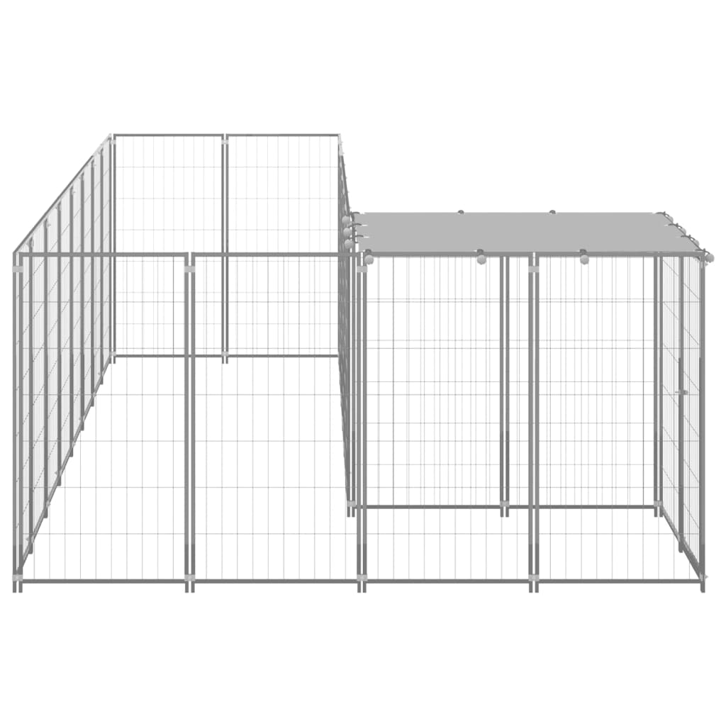 Perrera de perros Vidaxl 6.05 m² de color plateado de acero