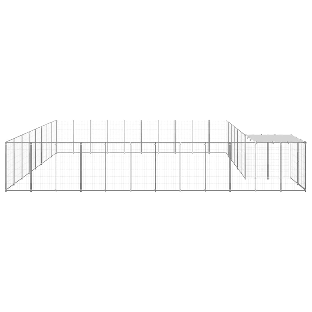 Perrera de perros Vidaxl 25.41 m² de color plateado de acero