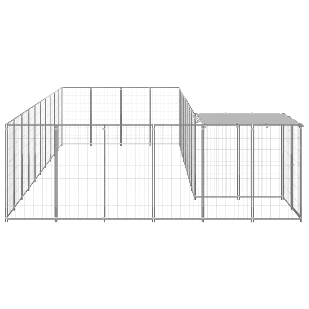 Perrera de perros de Vidaxl 13.31 m² de color plateado de acero