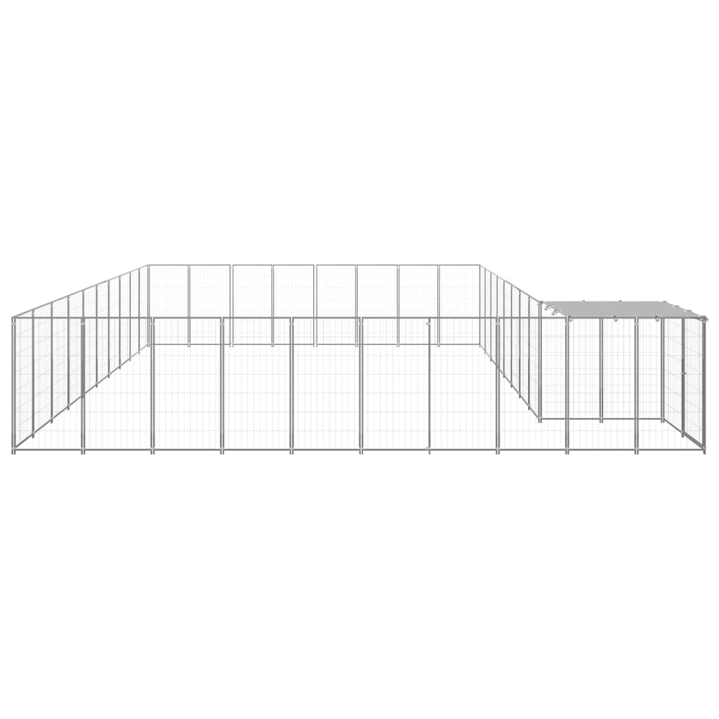Perrera de perros Vidaxl 25.41 m² de color plateado de acero