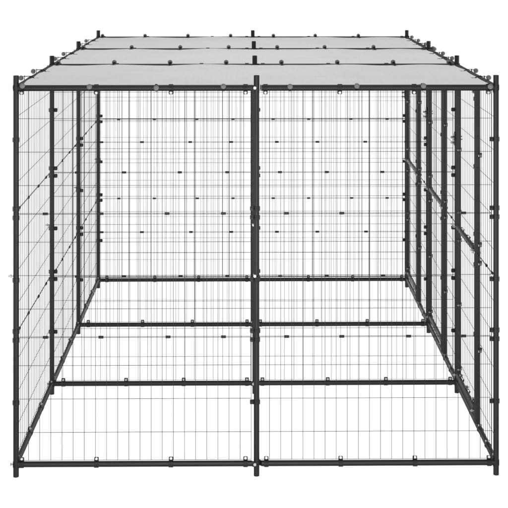 Perrera de perros Vidaxl con techo de 7.26 m² de acero