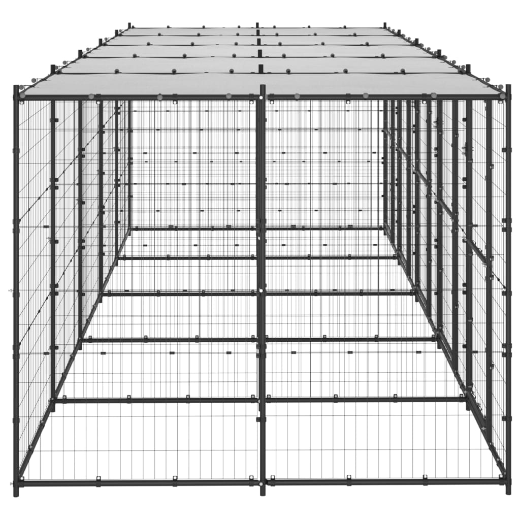 Vidaxl Dog Kennel con tetto 12,1 m² acciaio