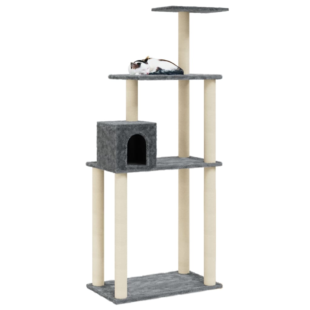 Vidaxl Cat Ranging Post con postes de rascado de sisal 147 cm de gris oscuro