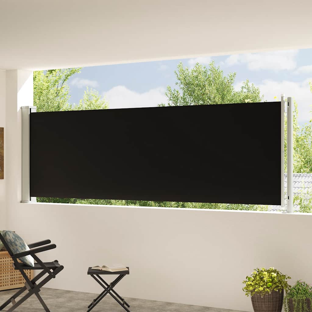 Pantalla de jardín Vidaxl extensible 117x600 cm Negro
