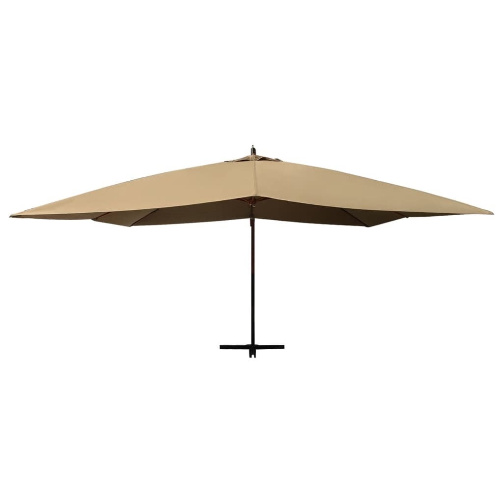 Vidaxl Parasolo galleggiante con polo in legno 400x300 cm taupe