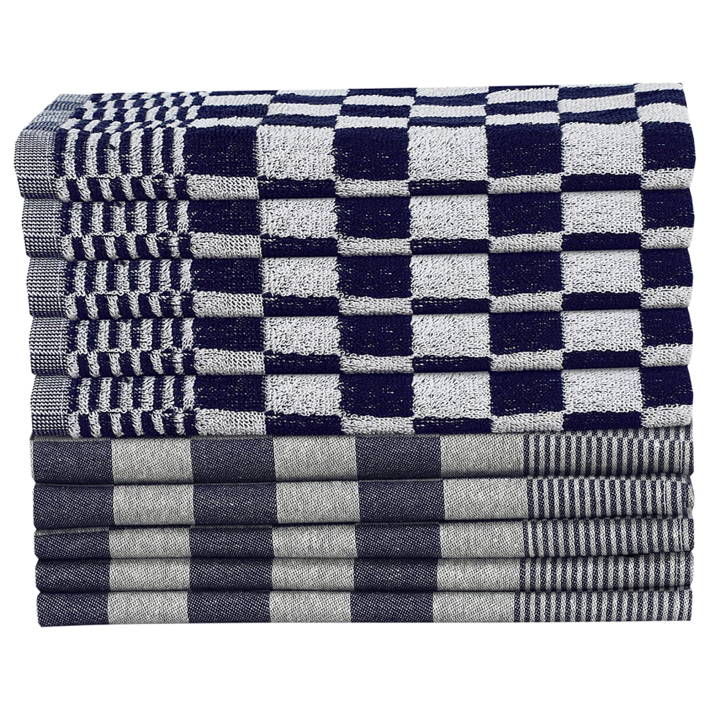 Vidaxl Juego de tela de cocina de 20 piezas Algodón azul y blanco