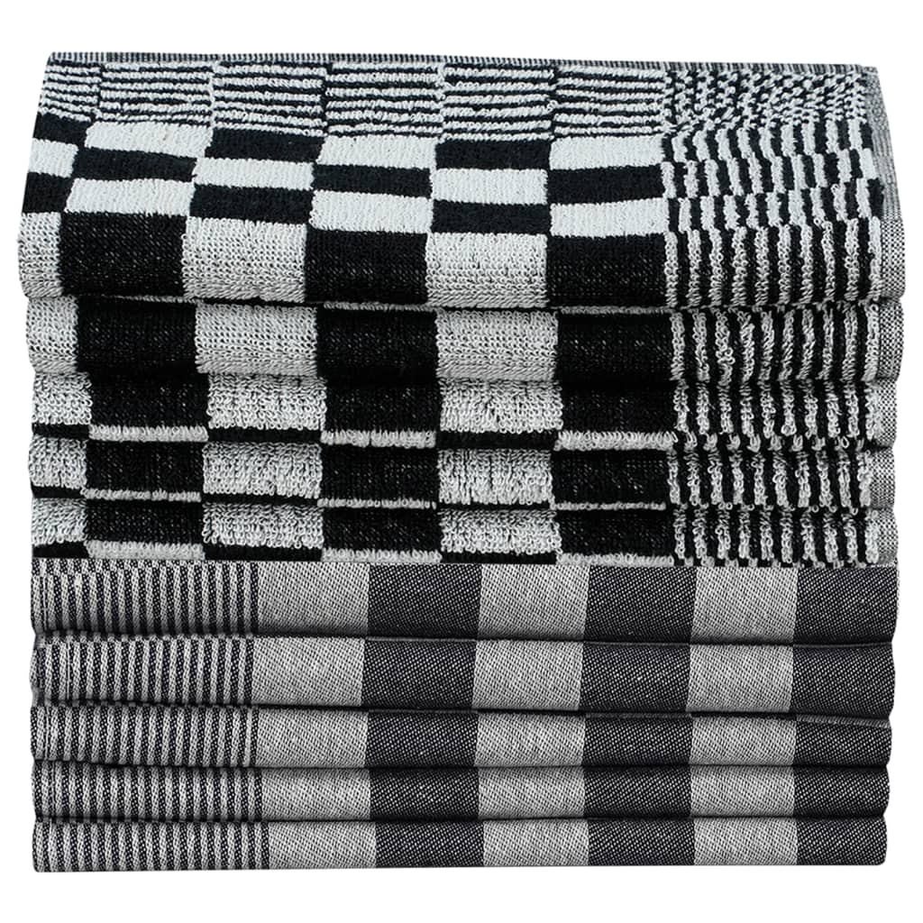 Vidaxl Set di stoffe da cucina in 10 parti in bianco e nero