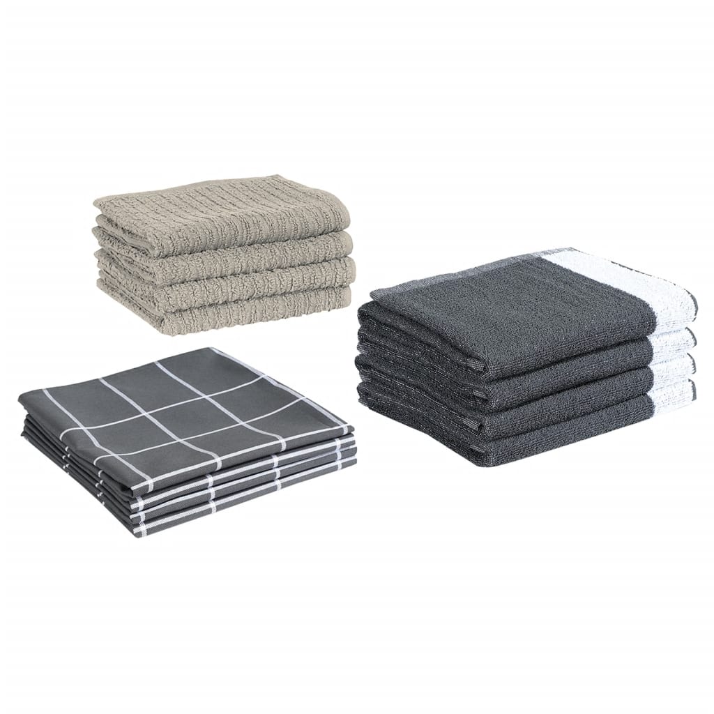 Vidaxl Set di panno da cucina a 12 pezzi grigio