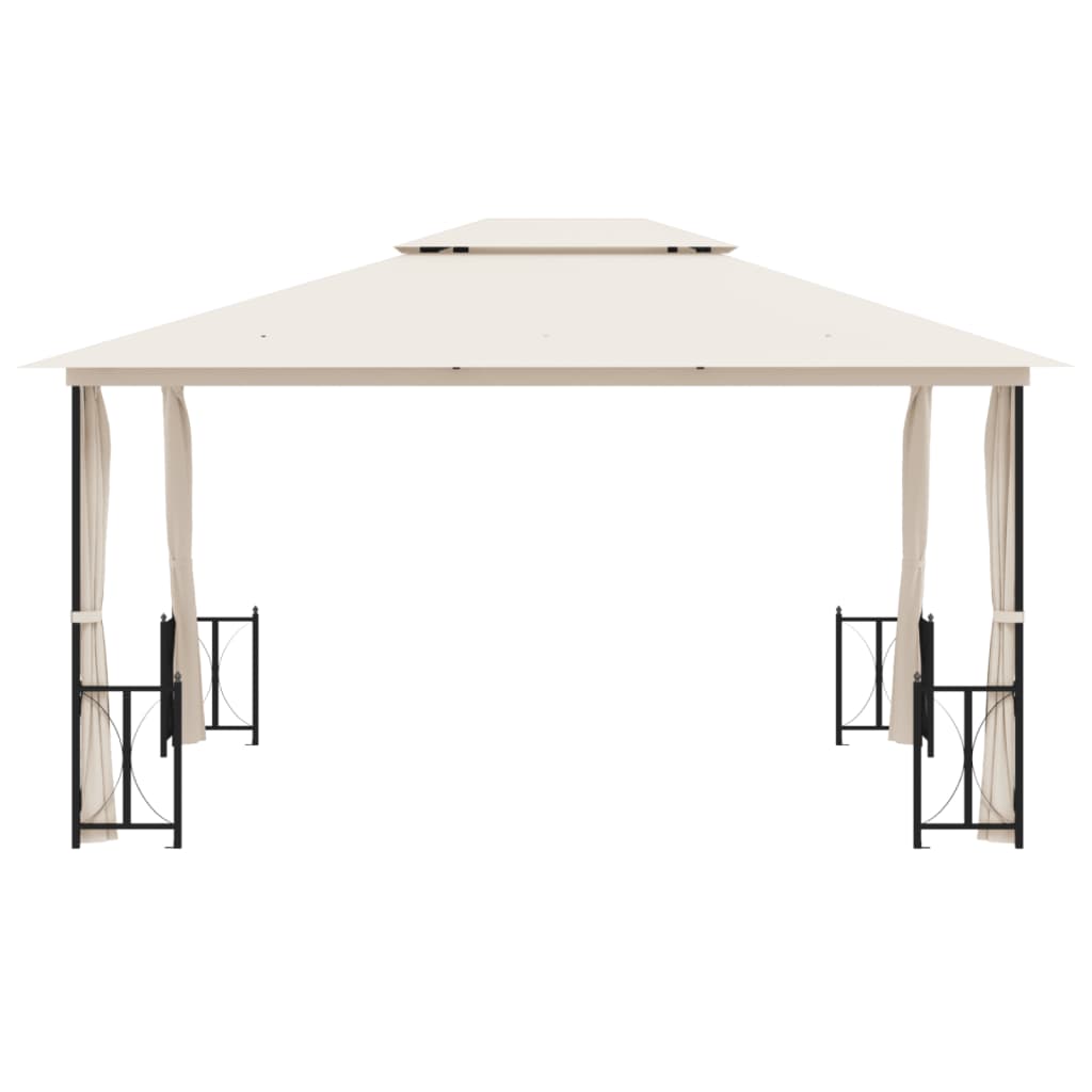 Vidaxl Arbor con pareti laterali e doppio tetto 3x4 m color crema
