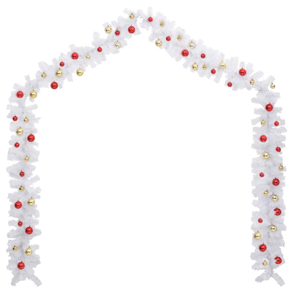 Guirnaldas de Navidad de Vidaxl decorada con bolas de Navidad de 10 m blanco