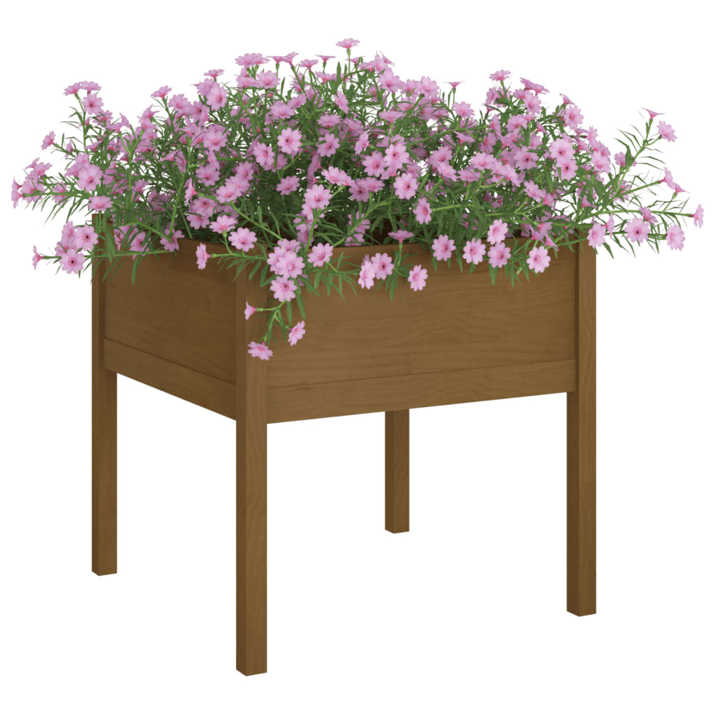 Vidaxl Planning Box 70x70x70 cm de pino sólido marrón marrón