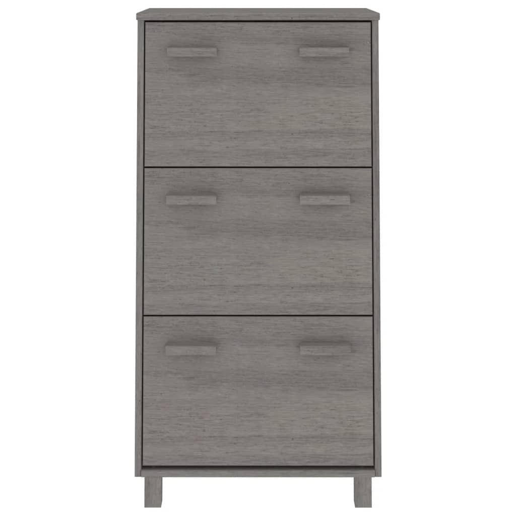 Vidaxl Cabinet da scarpe Hamar 59.5x35x117 cm Grigio chiaro di pino solido