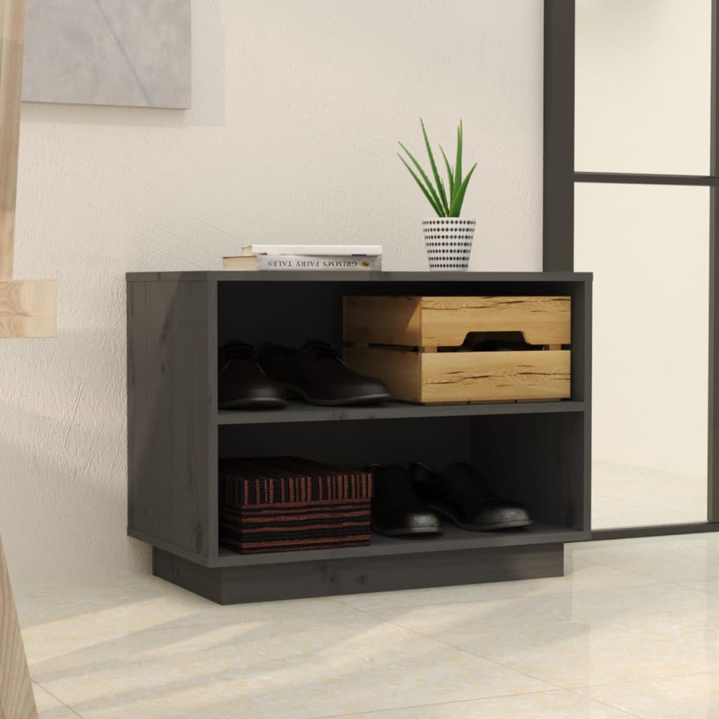 Armadio da scarpe Vidaxl 60x34x45 cm Grigio a pino solido