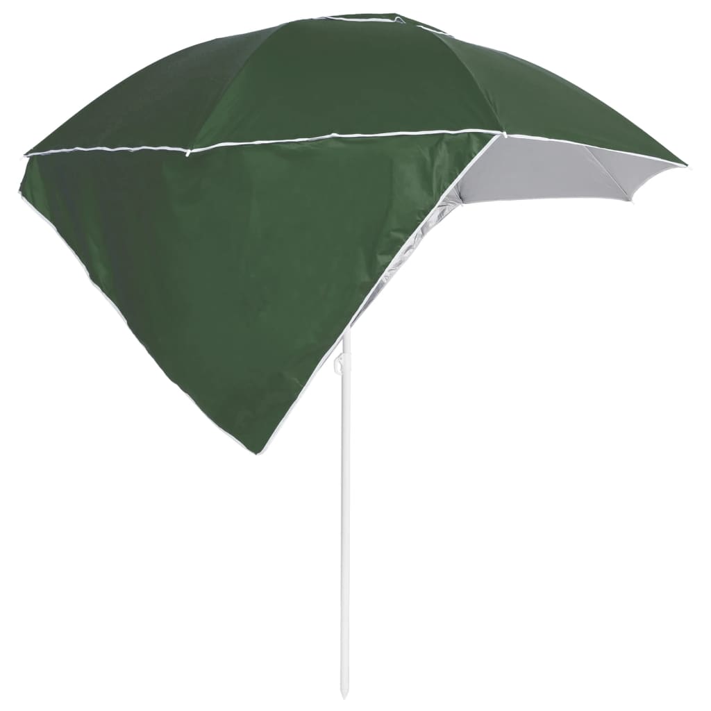 Vidaxl Strandparasol con pareti laterali 215 cm verde