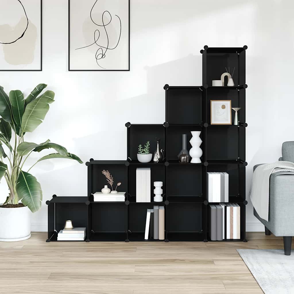 Muebles de almacenamiento de Vidaxl con 15 compartimentos polypropene negro